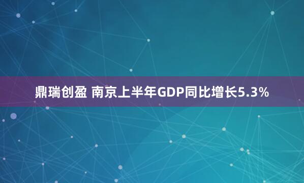 鼎瑞创盈 南京上半年GDP同比增长5.3%